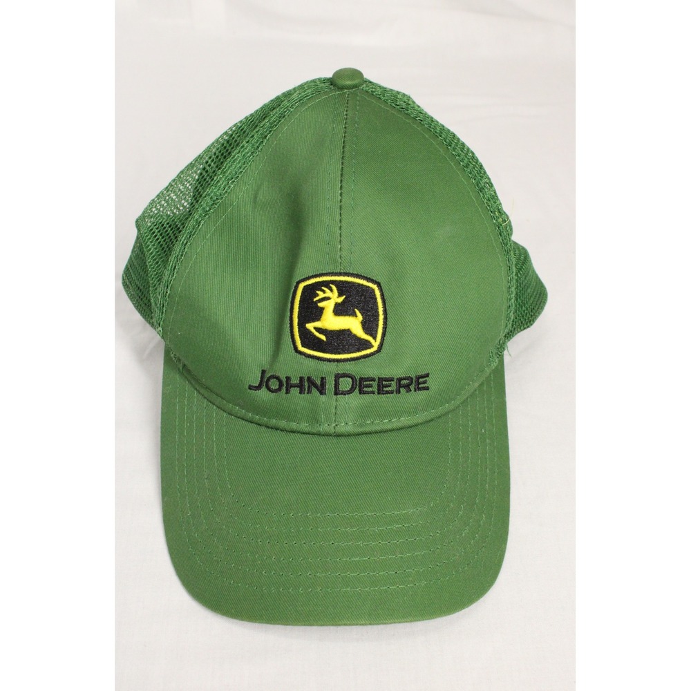 John Deere Trucker Hat Mens OSFA Green Cotton Mesh Snapback Workwear